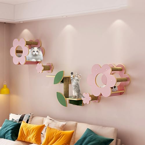 LKPMGOA Kletterwand Katzen- und -kratzbaum Wand, Massivholz-Wandmöbel-Set, Geeignet zum Aufstellen, Spielen, Malen und Bemalen(7pcs) von LKPMGOA