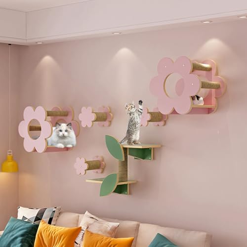 LKPMGOA Kletterwand Katzen- und -kratzbaum Wand, Massivholz-Wandmöbel-Set, Geeignet zum Aufstellen, Spielen, Malen und Bemalen(8pcs) von LKPMGOA