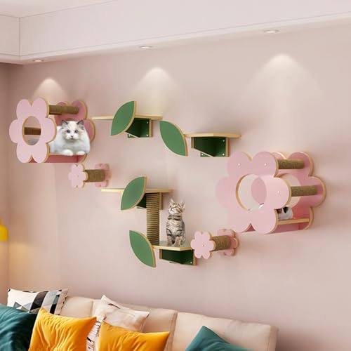 LKPMGOA Kletterwand Katzen- und -kratzbaum Wand, Massivholz-Wandmöbel-Set, Geeignet zum Aufstellen, Spielen, Malen und Bemalen(9-1pcs) von LKPMGOA