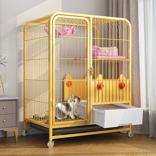Metall-Katzenkäfige für den Innenbereich mit Katzentoilette, Großes DIY-Katzengehege, mit Spritzschutz und Fußpolster aus Netzgewebe(White,78x55x85cm) von LKPMGOA
