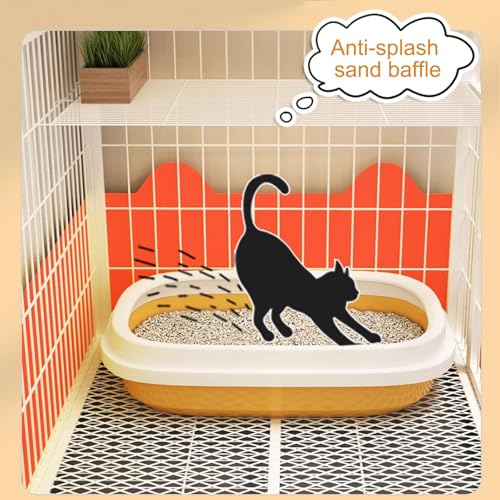 LKPMGOA Metall-katzenkäfig für Drinnen mit Rädern, Katzengehege Katzenkfig, Großes Katzenhaus, DIY-Katzenlaufstall aus Metall, mit Trennwand, Sauber(78x55x137cm) von LKPMGOA