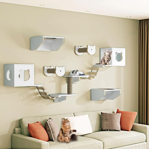 LKPMGOA Modernes Katzen Kletterwand-Wandregal, Katzen Wand Klettern, Erweitert Den Platzbedarf, Bodenverstärkung, Belastbar Bis 12 Kg(11pcs) von LKPMGOA