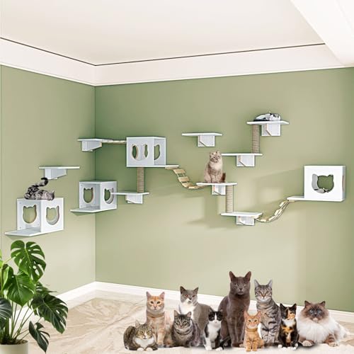 LKPMGOA Modernes Katzen Kletterwand-Wandregal, Katzen Wand Klettern, Erweitert Den Platzbedarf, Bodenverstärkung, Belastbar Bis 12 Kg(18pcs) von LKPMGOA