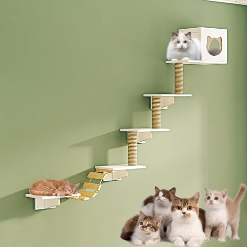 LKPMGOA Modernes Katzen Kletterwand-Wandregal, Katzen Wand Klettern, Erweitert Den Platzbedarf, Bodenverstärkung, Belastbar Bis 12 Kg(9-1pcs) von LKPMGOA