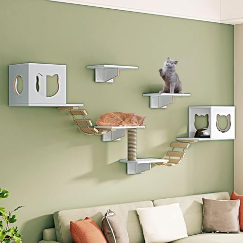 LKPMGOA Modernes Katzen Kletterwand-Wandregal, Katzen Wand Klettern, Erweitert Den Platzbedarf, Bodenverstärkung, Belastbar Bis 12 Kg(9-2pcs) von LKPMGOA
