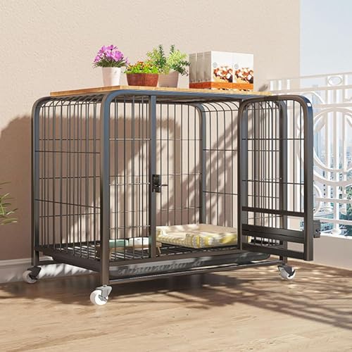 Robuster Katzenkäfig. Große Katzenkiste aus Metall, Katzengehege für den Innenbereich, Herausnehmbares Tablett, Universalrad zum Einfachen Schieben.(Black,62x46x54cm) von LKPMGOA
