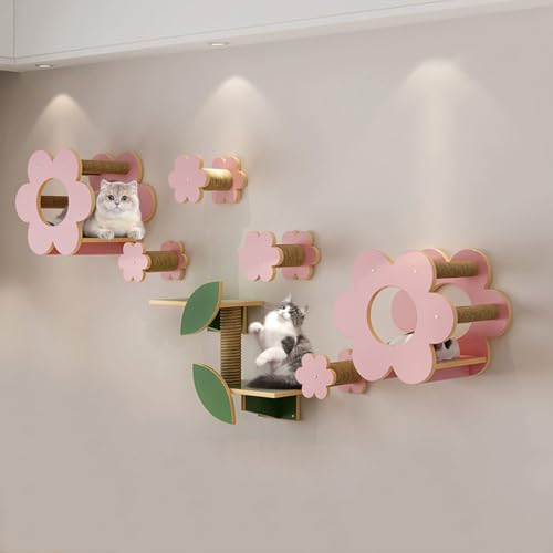 LKPMGOA Wandmontiertes Katzenkletter-Set, Katzenmöbel Aus Holz für den Innenbereich, Verstärkte Platte für Höhere Tragkraft, Erweiterter Platz(9-2pcs) von LKPMGOA