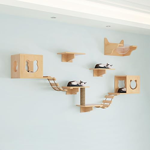 LKPMGOA Wandmontiertes Katzenkletter-Set, Katzenwandmöbel-Set, Erweiterter Platz, Verstärkte Bretter, DIY-Wandspielplatz(10pcs) von LKPMGOA