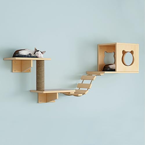 LKPMGOA Wandmontiertes Katzenkletter-Set, Katzenwandmöbel-Set, Erweiterter Platz, Verstärkte Bretter, DIY-Wandspielplatz(5pcs) von LKPMGOA