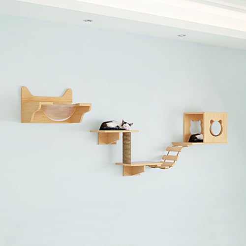 LKPMGOA Wandmontiertes Katzenkletter-Set, Katzenwandmöbel-Set, Erweiterter Platz, Verstärkte Bretter, DIY-Wandspielplatz(6pcs) von LKPMGOA