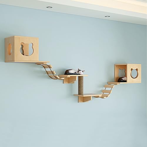 LKPMGOA Wandmontiertes Katzenkletter-Set, Katzenwandmöbel-Set, Erweiterter Platz, Verstärkte Bretter, DIY-Wandspielplatz(7pcs) von LKPMGOA