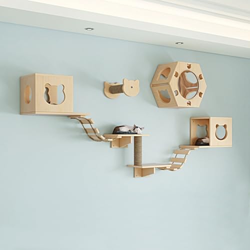 LKPMGOA Wandmontiertes Katzenkletter-Set, Katzenwandmöbel-Set, Erweiterter Platz, Verstärkte Bretter, DIY-Wandspielplatz(9-2pcs) von LKPMGOA