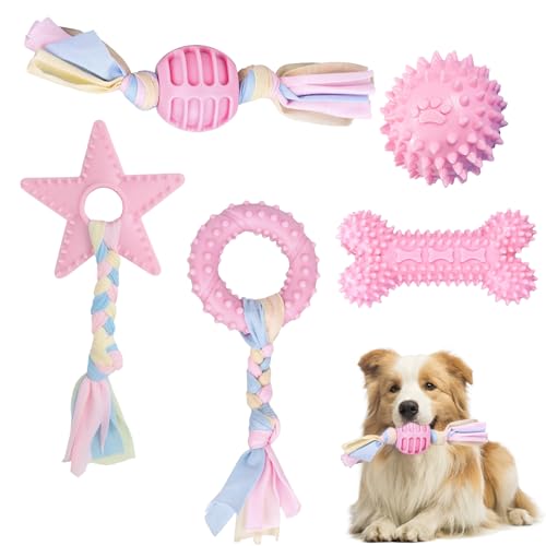 LKPUPKJ Welpenspielzeug mit Ball und Baumwollseilen, 5pcs Welpenspielzeug Set, Kauspielzeug Hunde, Hundespielzeug Welpen für Welpen mit Baumwollseilen, Hundespielzeug, Kauspielzeug für Hunde mit Ball LKPUPKJ Welpenspielzeug mit Ball und Baumwollseilen, 5pcs Welpenspielzeug Set, Kauspielzeug Hunde, Hundespielzeug Welpen für Welpen mit Baumwollseilen, Hundespielzeug, Kauspielzeug für Hunde mit Ball von LKPUPKJ