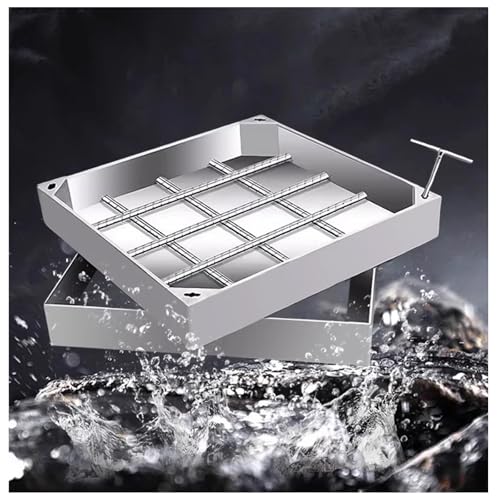 Deckel für Klärgrube mit Rahmen, unsichtbarer Deckel für Abwasserbecken für den Hinterhof, Inspektionsdeckel aus robustem Metall für Auffahrt (5 cm, 50 x 50 cm/19,6 x 19,6 Zoll) von LKSGJSNB