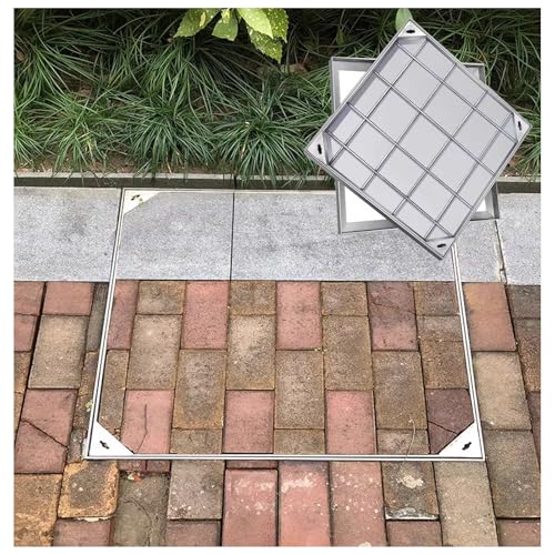 Klärgrubenabdeckungen, Versenkter quadratischer Klärgrubendeckel mit Sockel, Hochleistungs-Inspektionsdeckel aus Metall for die Einfahrt, unsichtbares Mannloch 304(8cm,100*100cm/39.3*39.3in) von LKSGJSNB