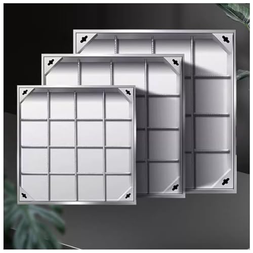LKSGJSNB 304 unsichtbare Schachtabdeckung, quadratische Schachtabdeckung und Rahmen aus Edelstahl, eingebauter Inspektionsdeckel aus Metall (8 cm, 50 x 50 cm) von LKSGJSNB
