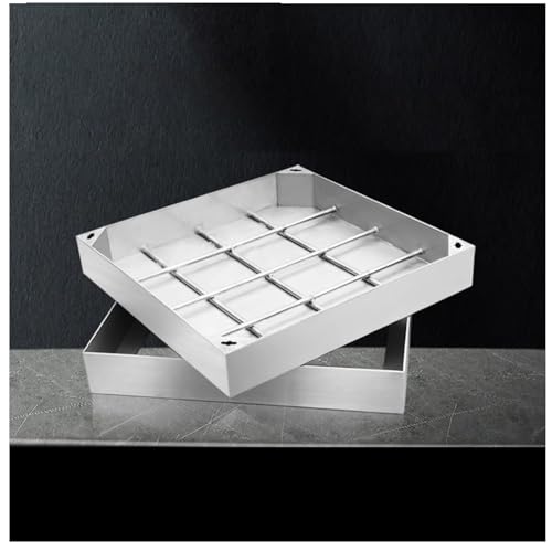 LKSGJSNB Klärgrubenabdeckungen, Eingelassene Abwasserbeckenabdeckung, Eingelassene Klärgrubenabdeckung mit Rahmen, Unsichtbarer Schachtdeckel aus Edelstahl 304(5cm,90 * 90cm/35.4 * 35.4in) von LKSGJSNB