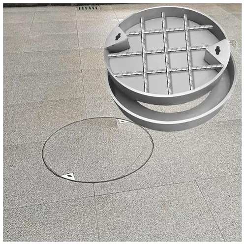 LKSGJSNB Klärgrubenabdeckungen, Runder Schachtdeckel aus Edelstahl for Gras, anpassbarer versenkter Schachtdeckel und Rahmen(D60cm/23.6in) von LKSGJSNB