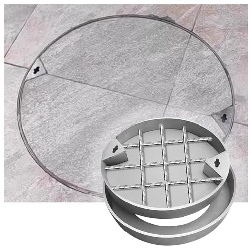 LKSGJSNB Klärgrubenabdeckungen, Schachtabdeckung, rund, for unterirdische Kanalisation, robuste Flache Deckel, Edelstahlrahmen, eingebetteter Beton for Pflaster(D40cm/15.7in) von LKSGJSNB