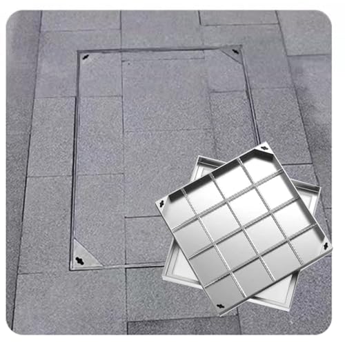LKSGJSNB Klärgrubenabdeckungen, Schachtabdeckung aus Edelstahl, quadratischer versenkter Klärgrubendeckel mit Sockel, quadratischer dekorativer Kanaldeckel(5cm,60 * 60cm/23.6 * 23.6in) von LKSGJSNB
