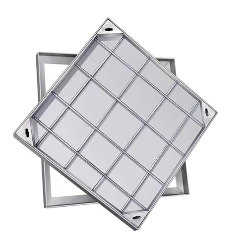 LKSGJSNB Klärgrubenabdeckungen, Schachtabdeckung aus Edelstahl, quadratischer versenkter Klärgrubendeckel mit Sockel, quadratischer dekorativer Kanaldeckel(5cm,90 * 90cm/35.4 * 35.4in) von LKSGJSNB