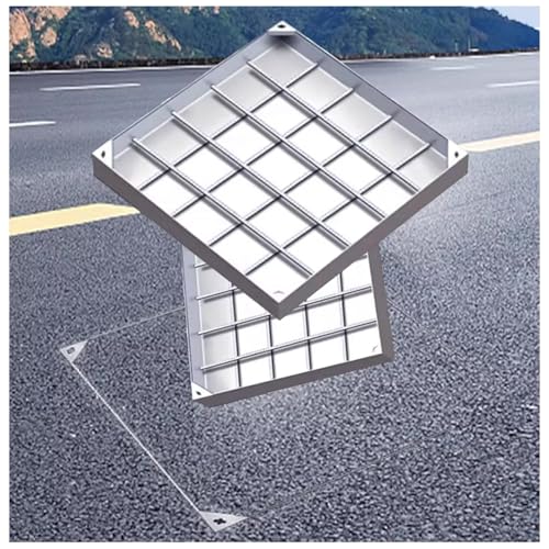 LKSGJSNB Klärgrubenabdeckungen, Schachtabdeckung quadratisch, vertiefte quadratische Abwasserabdeckung und -Basis aus Edelstahl, unsichtbare Abwasserbeckenabdeckung(8cm,80 * 80cm/31.5 * 31.5in) von LKSGJSNB