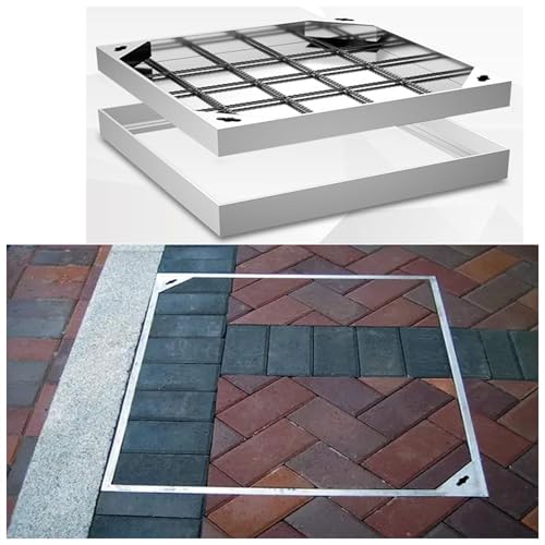 LKSGJSNB Klärgrubenabdeckungen, Schachtabdeckung und Rahmen aus Edelstahl, versenkte Klärgrubenabdeckung aus Edelstahl, stark belastbare, unsichtbare Schachtabdeckung(5cm,100 * 100cm/39.3 * 39.3in) von LKSGJSNB