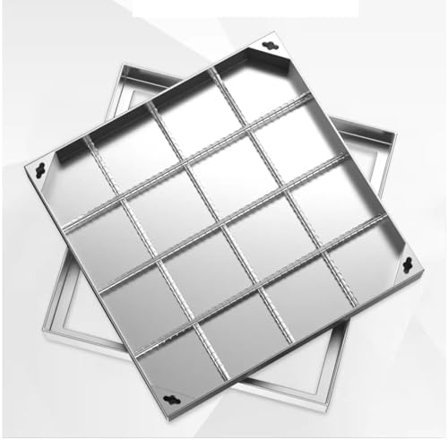 LKSGJSNB Klärgrubenabdeckungen, Schachtabdeckung und Rahmen aus Edelstahl der Spitzenklasse, Deckel for Klärgrube mit Sockel, Edelstahlrahmen in Beton eingebettet(8cm,90 * 90cm/35.4 * 35.4in) von LKSGJSNB