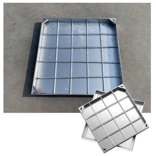 LKSGJSNB Klärgrubenabdeckungen, Unsichtbarer Schachtdeckel und Rahmen aus Edelstahl, Deckel for Klärgruben mit Sockel(5cm,80 * 80cm/31.5 * 31.5in) von LKSGJSNB