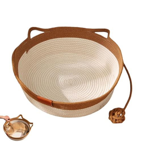 LLDYAN Cutypet Cat Basket, Pets Hand Woven Sleeping Bed Basket, Scratch-Resistant Woven Bed with Built-In Teasing Ball, Breathable & Easy to Clean, Cool Comfort for Indoor Small Cat & Dog (M,Brown) LLDYAN Cutypet Cat Basket, Pets Hand Woven Sleeping Bed Basket, Scratch-Resistant Woven Bed with Built-In Teasing Ball, Breathable & Easy to Clean, Cool Comfort for Indoor Small Cat & Dog (M,Brown) von LLDYAN