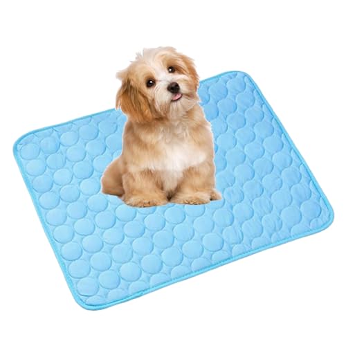 LLDYAN Furry Basics Cooling Mat, Dog Cooling Mat, Pet Cooling Mat Ice Silk, Furry Basics Dog Cooling Mat, Cooling Mat for Dogs, Washable & Portable Pet Soft Pad, Non-Slip Summer Mat (S,Blue) von LLDYAN