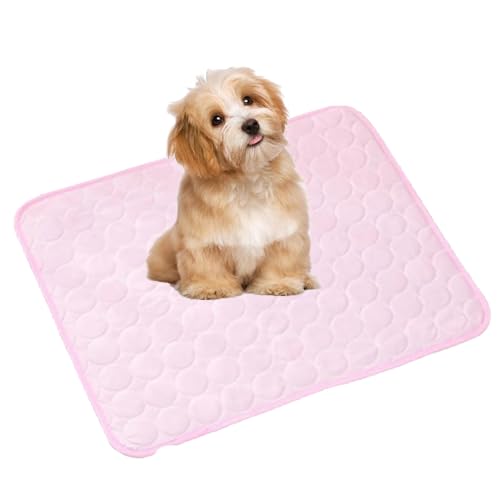 LLDYAN Furry Basics Cooling Mat, Dog Cooling Mat, Pet Cooling Mat Ice Silk, Furry Basics Dog Cooling Mat, Cooling Mat for Dogs, Washable & Portable Pet Soft Pad, Non-Slip Summer Mat (XS,Pink) von LLDYAN