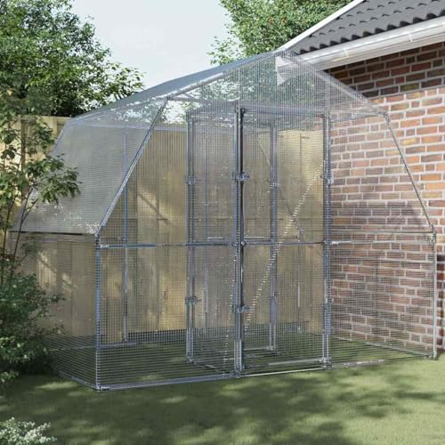 Haus & Garten, Dekoration, Vogel- und Wildtierhäuser, Vogelhäuser, Vogelkäfig mit Tür, silberfarbener verzinkter Stahl Haus & Garten, Dekoration, Vogel- und Wildtierhäuser, Vogelhäuser, Vogelkäfig mit Tür, silberfarbener verzinkter Stahl von LLEZKBR