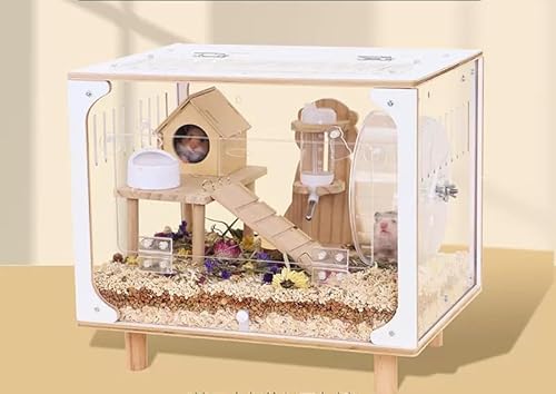 LLGJ Hamsterkäfig, Holz-Mäuse und Ratten-Lebensraum, offene Oberseite mit Acrylplatten, solide gebaut, geeignet für Goldhamster, Totoro, Eidechse, Blaubrustwachtel (10,2 cm, L Käfig + 7-teiliges LLGJ Hamsterkäfig, Holz-Mäuse und Ratten-Lebensraum, offene Oberseite mit Acrylplatten, solide gebaut, geeignet für Goldhamster, Totoro, Eidechse, Blaubrustwachtel (10,2 cm, L Käfig + 7-teiliges von LLGJ