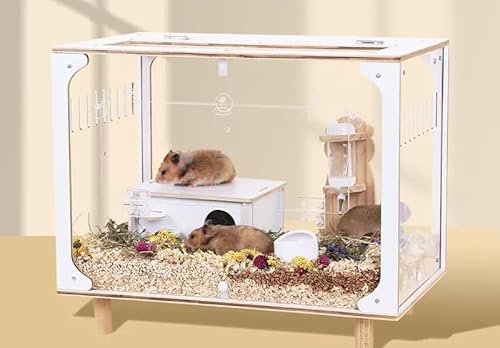 LLGJ Hamsterkäfig, Holz-Mäuse und Ratten-Lebensraum, offene Oberseite mit Acrylplatten, solide gebaut, geeignet für Goldhamster, Totoro, Eidechse, Blaubrustwachtel (15,2 cm, L Käfig + 4-teiliges LLGJ Hamsterkäfig, Holz-Mäuse und Ratten-Lebensraum, offene Oberseite mit Acrylplatten, solide gebaut, geeignet für Goldhamster, Totoro, Eidechse, Blaubrustwachtel (15,2 cm, L Käfig + 4-teiliges von LLGJ