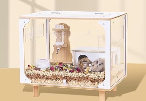 LLGJ Hamsterkäfig aus Holz, Mäuse und Ratten, offene Oberseite mit Acrylplatten, solide gebaut, geeignet für Goldhamster, Totoro, Eidechse, Blaubrustwachtel (2, 39 cm L Käfig + 4 Basisspielzeug-Set) LLGJ Hamsterkäfig aus Holz, Mäuse und Ratten, offene Oberseite mit Acrylplatten, solide gebaut, geeignet für Goldhamster, Totoro, Eidechse, Blaubrustwachtel (2, 39 cm L Käfig + 4 Basisspielzeug-Set) von LLGJ
