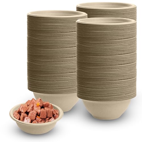 Einweg-Haustiernäpfe, verdickte Einweg-Futternäpfe für Haustiere, 100 Stück, Einweg-Futternäpfe für Kätzchen, Welpen, Nass- und Trockenfutter (220 ml) von LLHQAMT