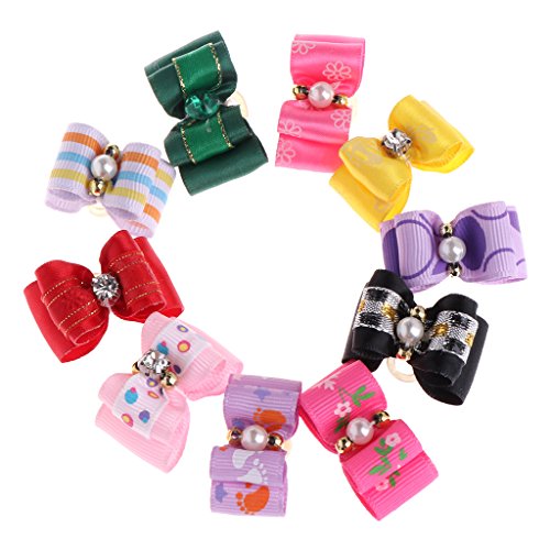 LLINthy 10pcs Niedliche Welpe Hunde Dünndes Bogenknoten Haarbögen Mit Clips Haar Handgefertigtes Accessoires Bogen Haustier Pflege Zufällige Farben von LLINthy