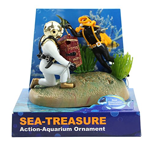 LLINthy Aquariumharz Ornamente Treasure Hunter Diver Dekorationen Fisch Für Panzerzubehör Landschaft 4.29x 2 34x 3 51 In von LLINthy