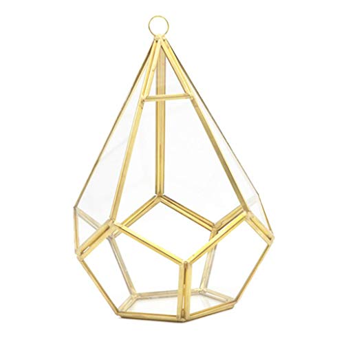 LLLucky Wall Geometric Terrarium Moderne Innenöffnung Polyeder Topf Behälter Dekor Golden von LLLucky