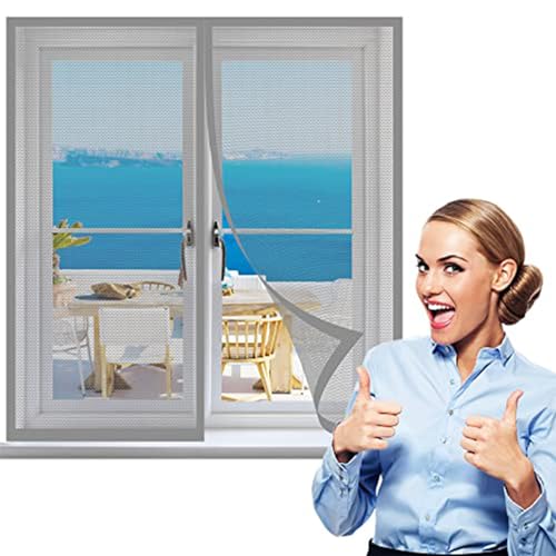 Katzennetz Fenster für Balkon Ohne Bohren Edelstahl, Katzensichere Fliegengitter mit Klettband Selbstklebend, for Windows/Living Room Windows (100 * 100cm,Gray) von LLMMOOP