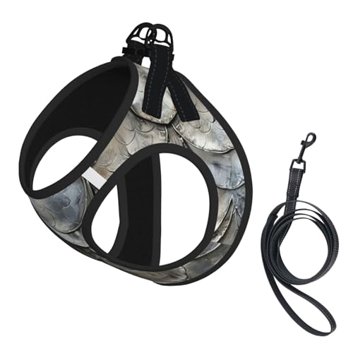 L Pet Leash Vest Hundegeschirr, kleine Größe, Silberfarbener Fischschuppen-Druck, Leinen-Set mit Schnalle, Hundebegleiter, Outdoor-Spaziergänge L Pet Leash Vest Hundegeschirr, kleine Größe, Silberfarbener Fischschuppen-Druck, Leinen-Set mit Schnalle, Hundebegleiter, Outdoor-Spaziergänge von LLOTPQ
