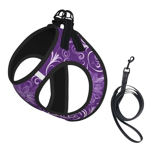 L Pet Leash Vest Hundegeschirr, kleine Größe, florale Wirbel, Efeu-Druck, Leinen-Set mit Schnalle, Hundebegleiter, Outdoor-Spaziergänge von LLOTPQ