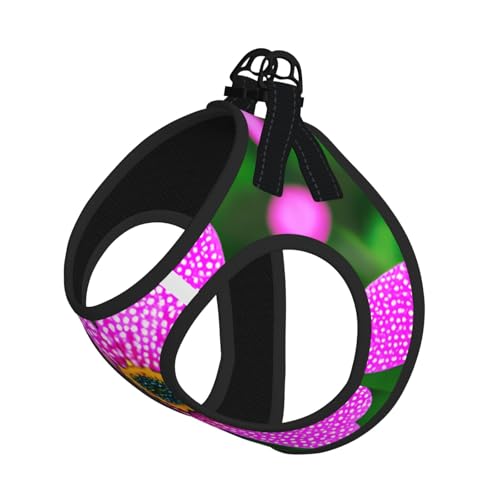 L Pet Leash Vest Hundegeschirr, kleine Größe, gepunktet, rosa Blumendruck, Leinenset mit Schnalle, Hundebegleiter, Outdoor-Spaziergänge von LLOTPQ