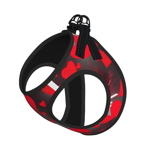 L Pet Leash Vest Hundegeschirr, kleine Größe, rote Herzen, Feuerwerk-Druck, Leinen-Set mit Schnalle, Hundebegleiter, Outdoor-Spaziergänge von LLOTPQ