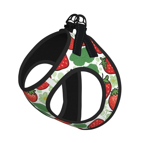 L Pet Leash Vest Hundegeschirr – Kleine Größe, Erdbeermuster, Druck-Leinen-Set mit Schnalle, Hundebegleiter, Outdoor-Spaziergänge von LLOTPQ