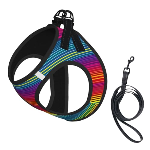 L Pet Leash Vest Hundegeschirr – Kleine Größe, Regenbogen-Muster, Leinenset mit Schnalle, Hundebegleiter, Outdoor-Hund L Pet Leash Vest Hundegeschirr – Kleine Größe, Regenbogen-Muster, Leinenset mit Schnalle, Hundebegleiter, Outdoor-Hund von LLOTPQ