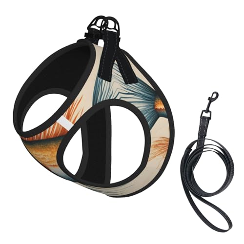 L Pet Leash Vest Hundegeschirr – Kleine Größe, Saflor-Leinen-Set mit fliegenden Fischen, mit Schnalle, Hundebegleiter, Outdoor-Spaziergänge von LLOTPQ