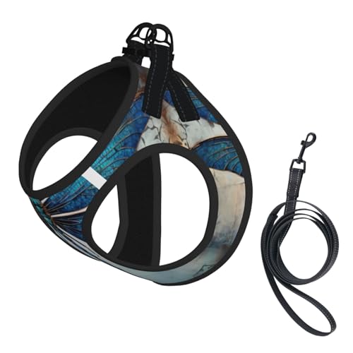 L Pet Leash Vest Hundegeschirr – kleine Größe, Kunst-Blaue Libellen-Druck-Leine, Set mit Schnalle, Hundebegleiter, Outdoor-Spaziergänge L Pet Leash Vest Hundegeschirr – kleine Größe, Kunst-Blaue Libellen-Druck-Leine, Set mit Schnalle, Hundebegleiter, Outdoor-Spaziergänge von LLOTPQ