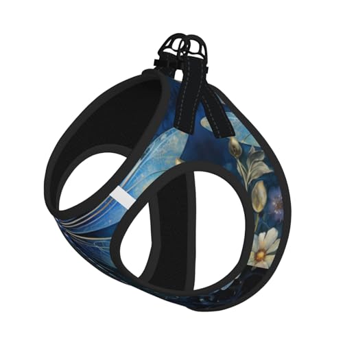 L Pet Leash Vest Hundegeschirr – kleine Größe, Kunst-Blaue Libellen-Druck-Leine, Set mit Schnalle, Hundebegleiter, Outdoor-Spaziergänge von LLOTPQ